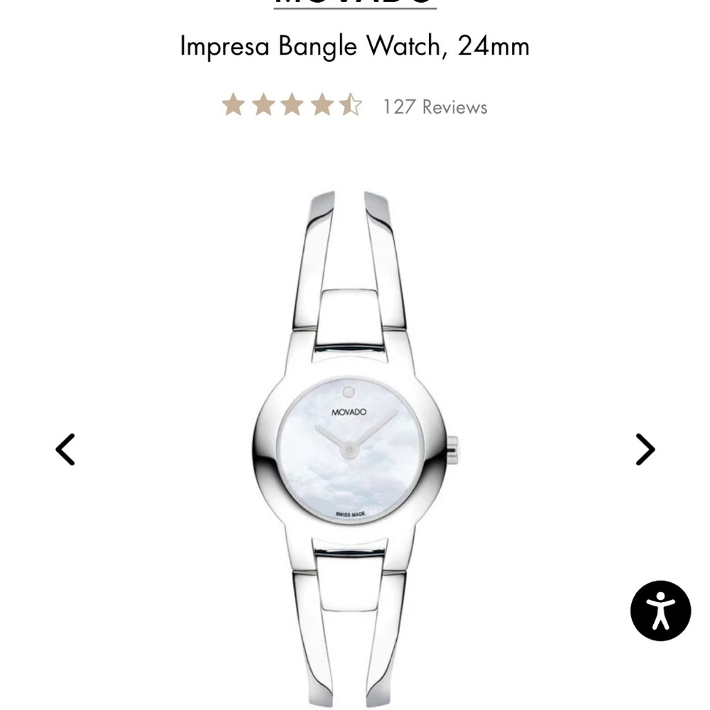 Movado Impresa Mother-of-Pearl museum bangle watch